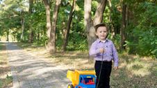 Little Boy Pulling A Toy Truck Royalty Free Stock Images Little Boy Pulling A Toy Truck Royalty Free Stock Images