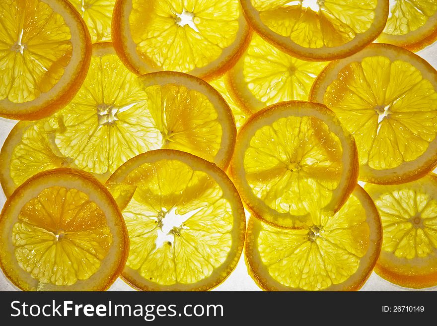 Sliced orange close up on white background. Sliced orange close up on white background