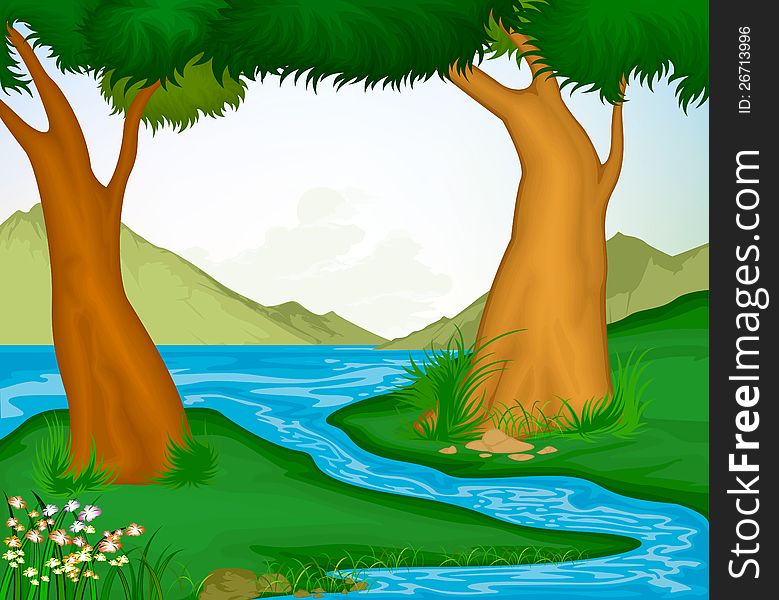Beautiful landscape of trees and rivers. Beautiful landscape of trees and rivers