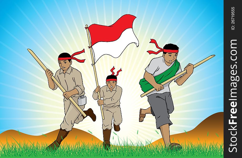 Group of Indonesian soldiers on the field