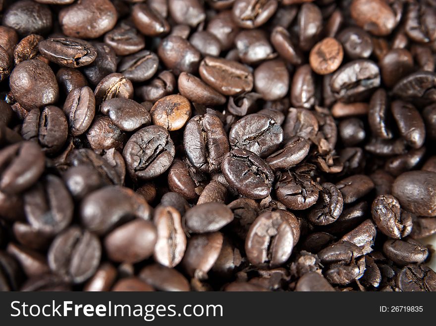 Brown coffee, background texture, close-up