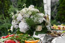 Flowers Bouquet On Holiday Table Royalty Free Stock Photos Flowers Bouquet On Holiday Table Royalty Free Stock Photos