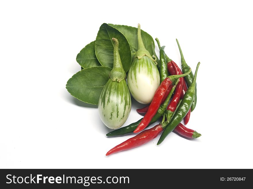 Vegetables and ingredient on white background