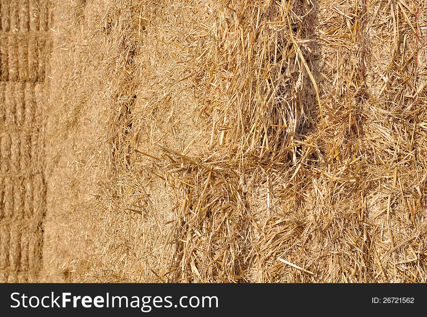 Closeup on straw forming haystacks. Closeup on straw forming haystacks