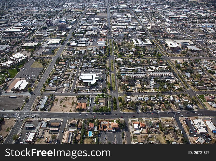 Aerial view of downtown Mesa. Aerial view of downtown Mesa