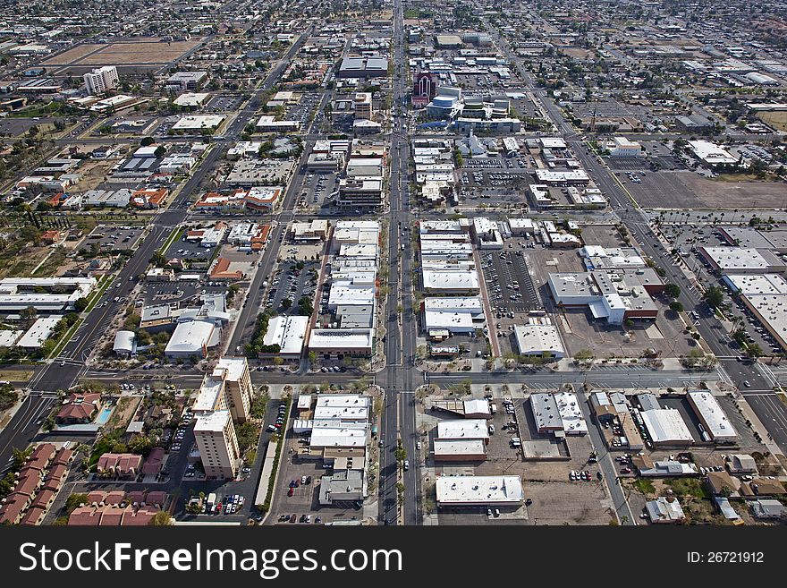 Aerial view of downtown Mesa, Arizona