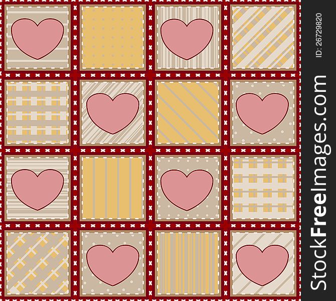 Seamless textile background with simple pink hearts. Seamless textile background with simple pink hearts