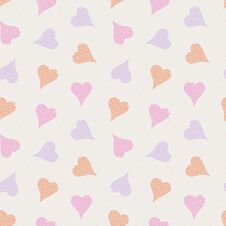 Simple Seamless Pattern With Pastel Hearts. Valentines Day Background. Design For Packaging, Notebooks, Planner And Textiles. Past Stock Photo