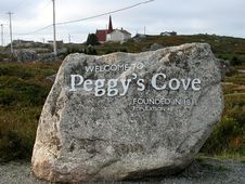 Peggy S Cove Sign On Rock Stock Image