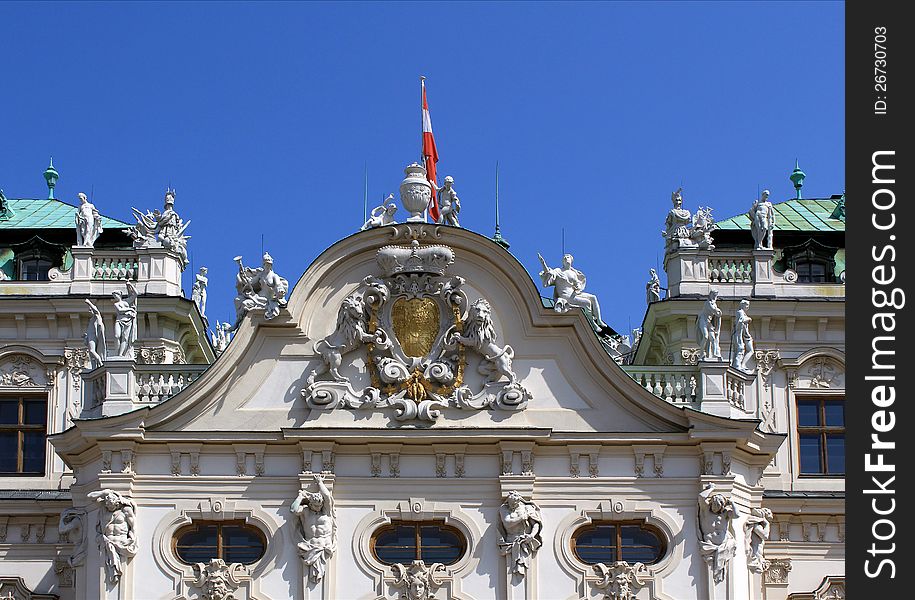 Belvedere Palace faÃ§ade detail, Vienna, Austria.