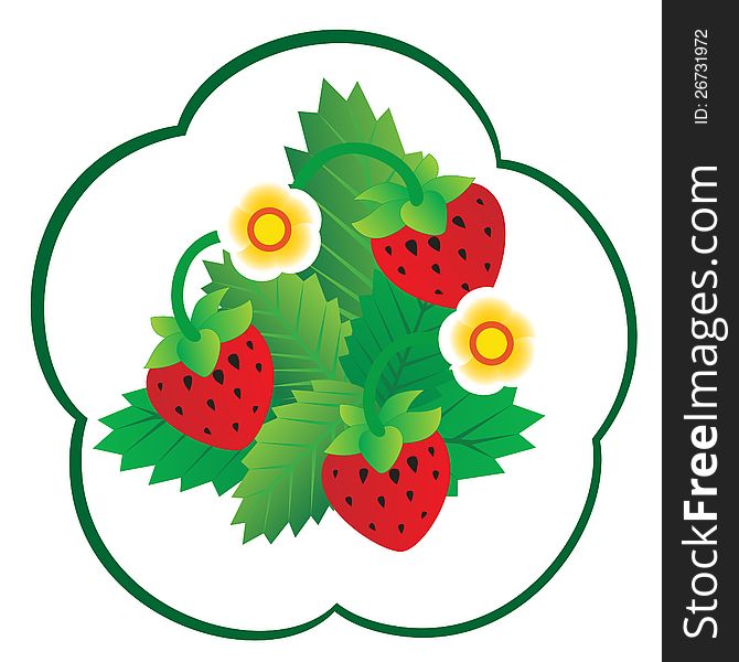 Sprig with strawberries. The illustration on a white background. Sprig with strawberries. The illustration on a white background.