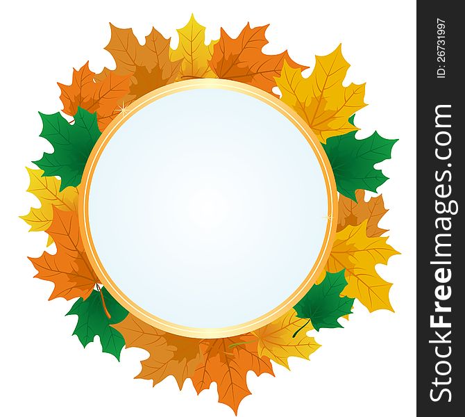 Frame and maple leaves. The illustration on a white background.