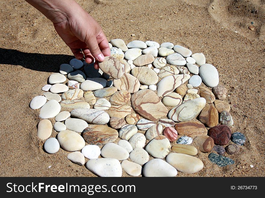 Drawing up of pictures of sea stones. Drawing up of pictures of sea stones