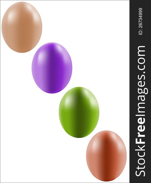 Four colored Easter eggs in a diagonal
