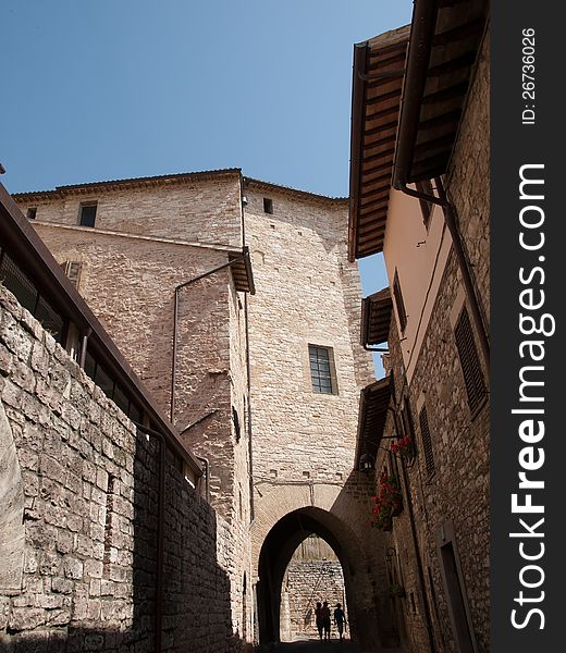 The narrow streets in Assisi. The narrow streets in Assisi