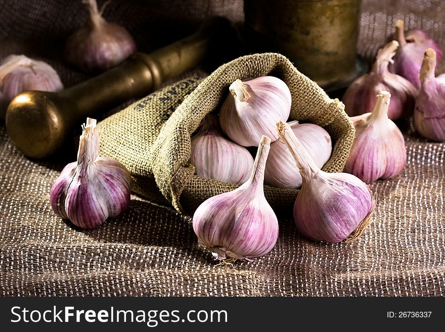 Still life with fresh garlic