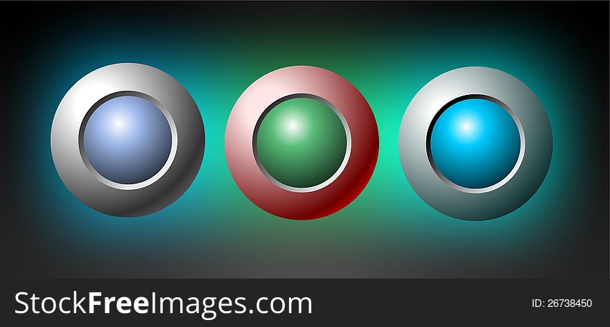 Three colorful web buttons vector illustration