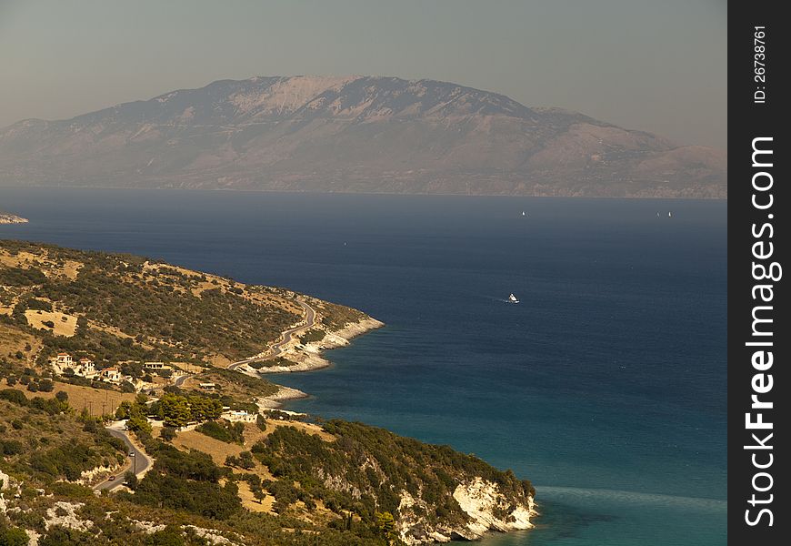 Beautiful cliffs of Zakynthos with colorful sea