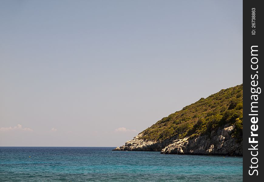 Beautiful cliffs of Zakynthos with colorful sea