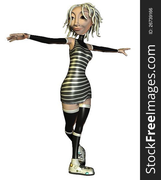 3D Rendering of a dancing toon girl