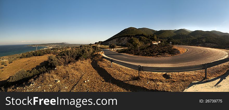 Asphalt Road in the middle of island. Asphalt Road in the middle of island