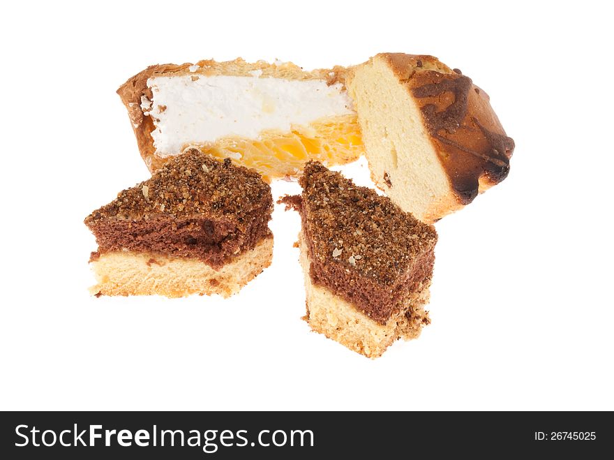 Delicious Cakes On A White Background