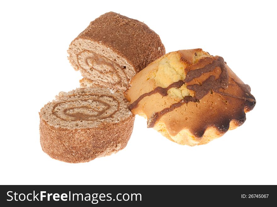 Delicious Cakes On A White Background