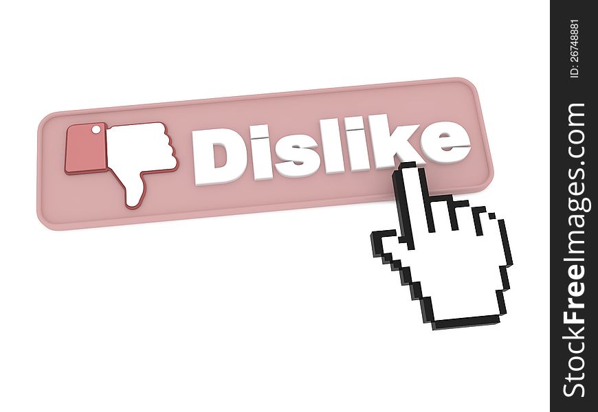 Dislike Button with Cursor - Social Media Concept. Dislike Button with Cursor - Social Media Concept.
