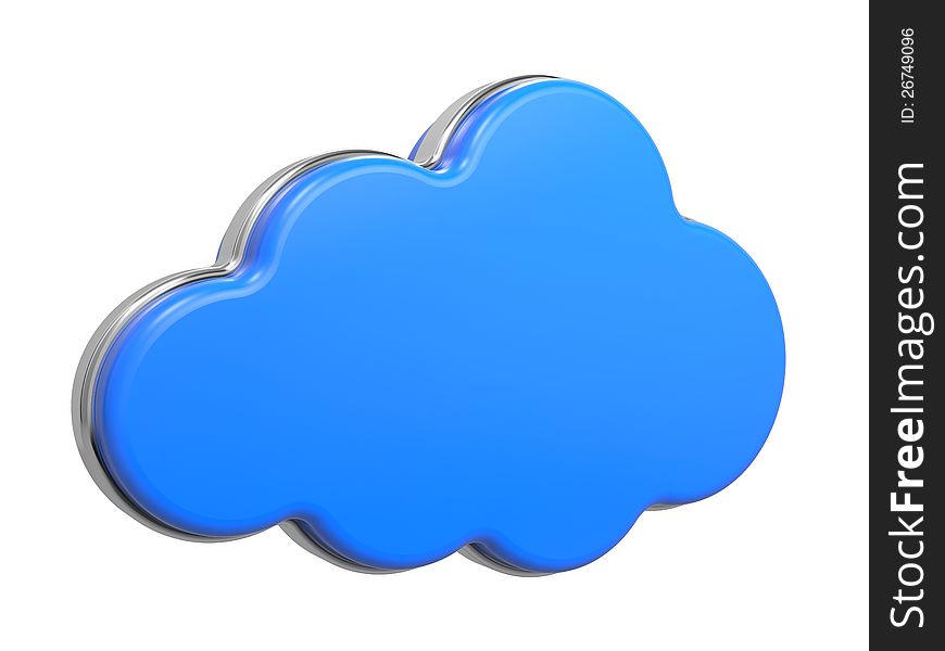 Cloud Computing Concept. Blue Cloud on White Background.