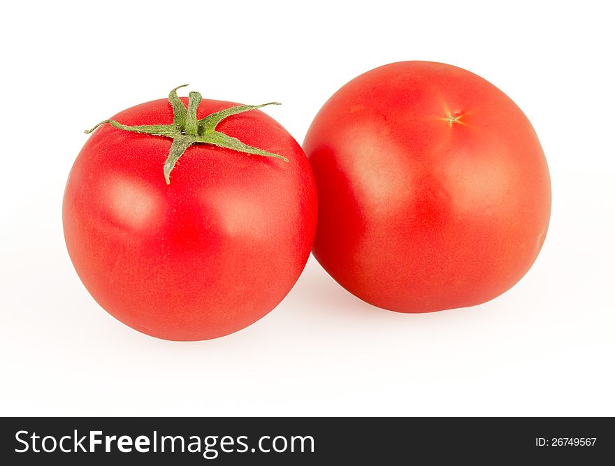 Red tomatoes isolated on white