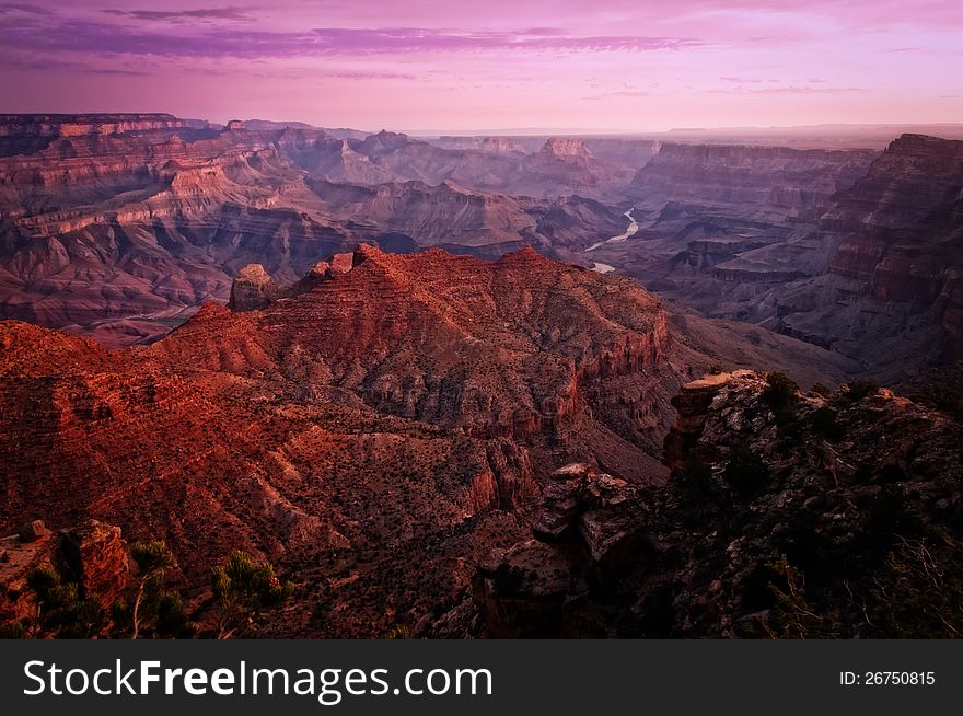 Grand canyon colorful sunrise