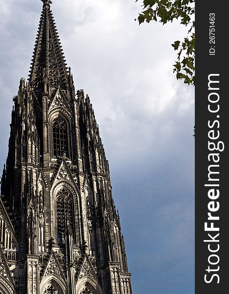 Kolner Dom (Cologne) facade fragment with sky