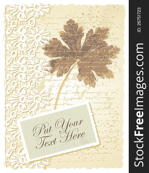Vector editable and scalable romantic card with geranium
