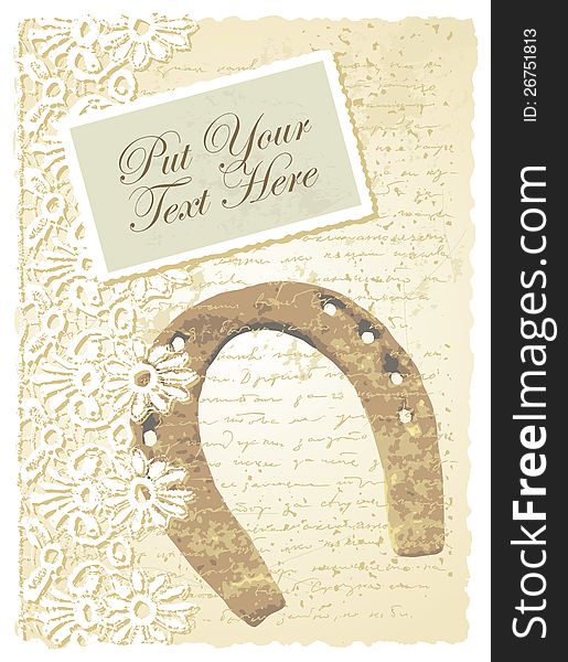 Romantic card with horseshoe