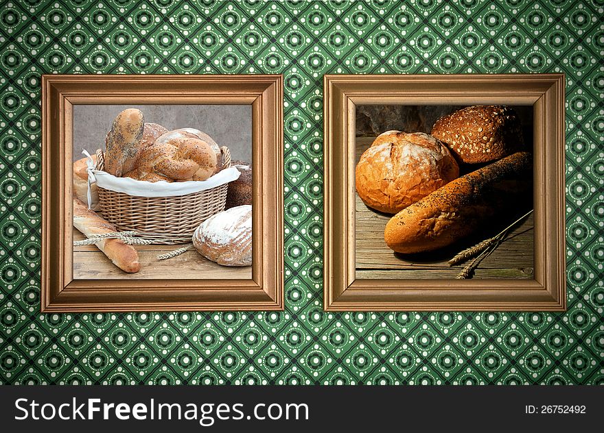 Gourmet breads inside a picture frame. Gourmet breads inside a picture frame