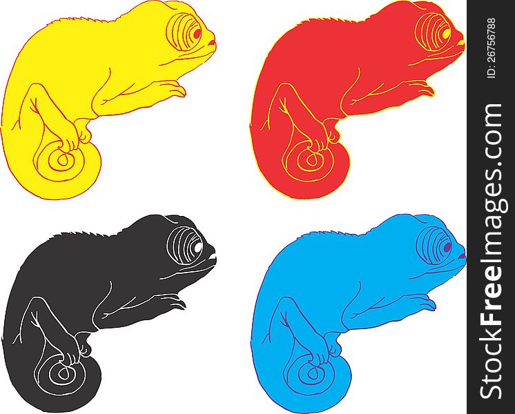 Vector illustration of colored chameleon