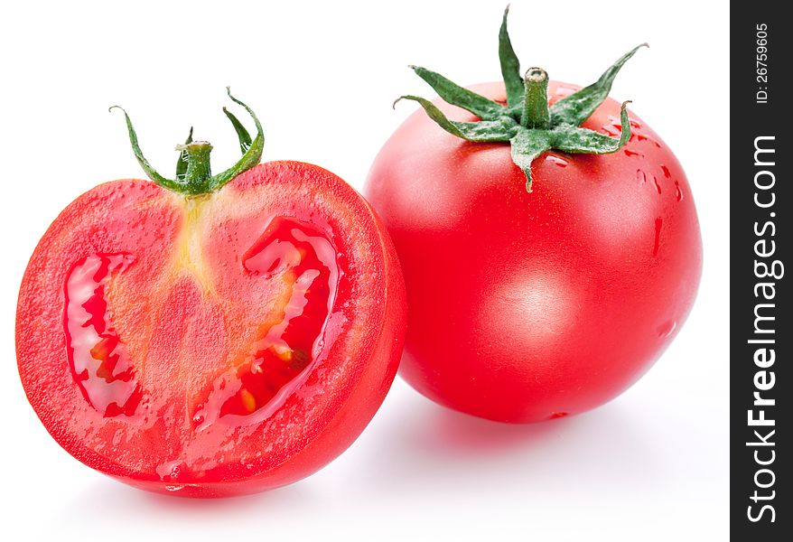 Tomatoes on a white background