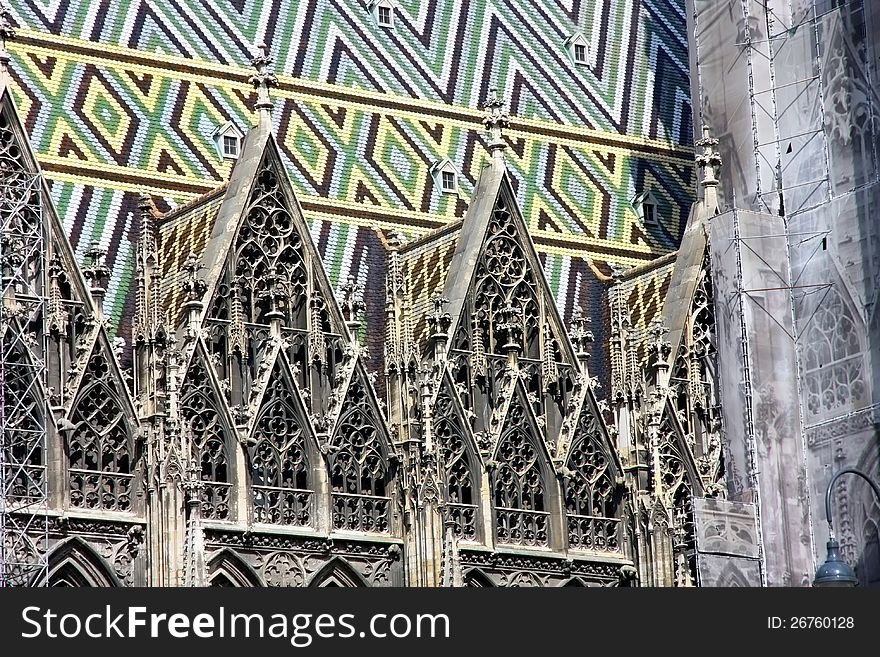 Tiles Roof of Stephansdom Cathedral in Vienna, Austria. Tiles Roof of Stephansdom Cathedral in Vienna, Austria