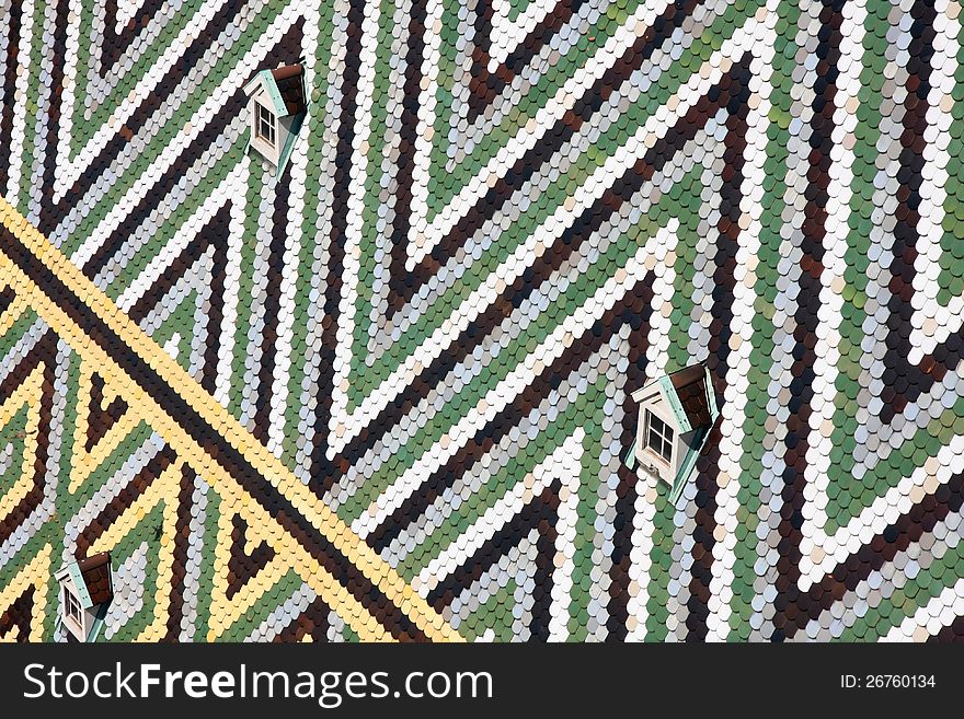 Tiles Roof of Stephansdom Cathedral in Vienna, Austria