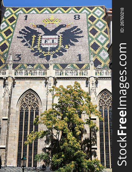Eagle Tiles Roof of Stephansdom Cathedral in Vienna, Austria. Eagle Tiles Roof of Stephansdom Cathedral in Vienna, Austria
