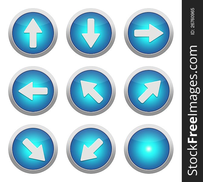 Set of blue round icons with arrows. Set of blue round icons with arrows