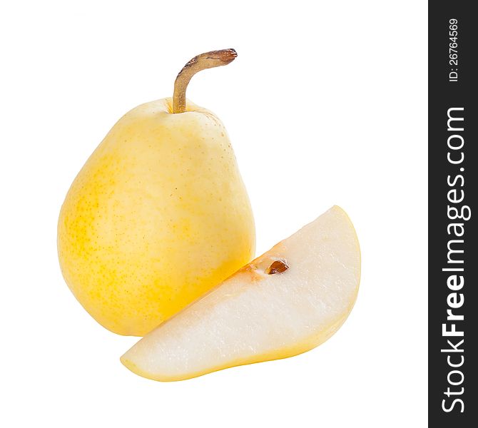 Whole and sliced pears