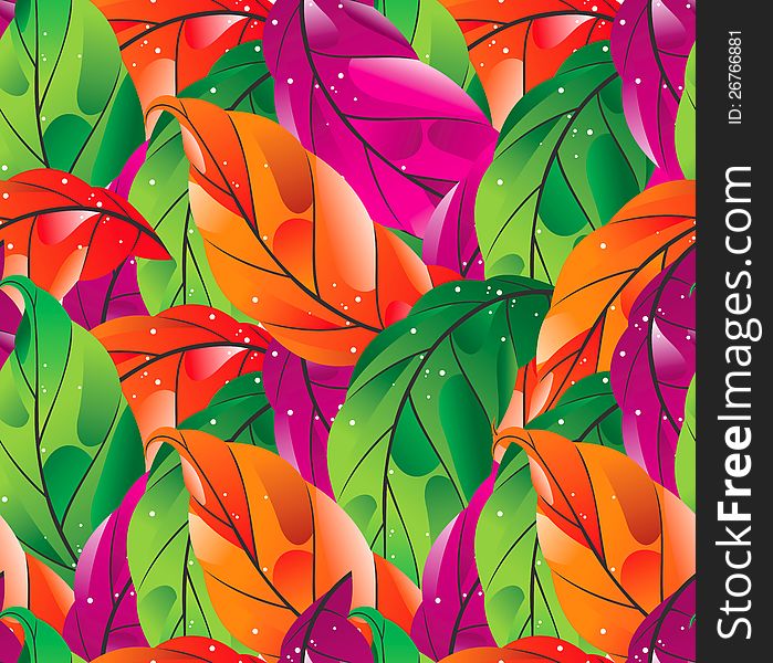 Seamless colored leaves background