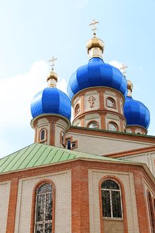 Church With Blue Domes Royalty Free Stock Images