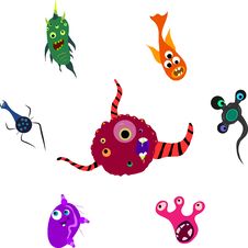 Set Of Seven Monsters Stock Image Set Of Seven Monsters Stock Image