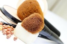 Makeup Foundation, Powder, Bronzer And Brushes Royalty Free Stock Image Makeup Foundation, Powder, Bronzer And Brushes Royalty Free Stock Image