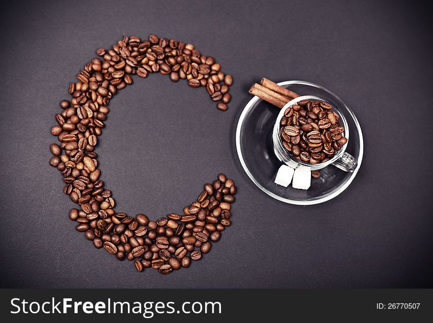 Coffee in creative colors on a dark background