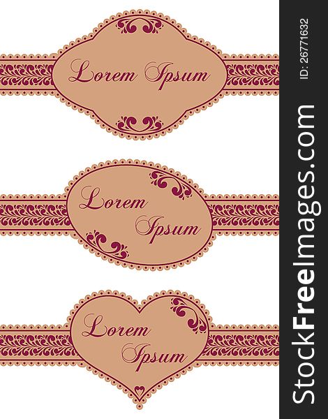 Vector Set Of Framed Ornate Labels