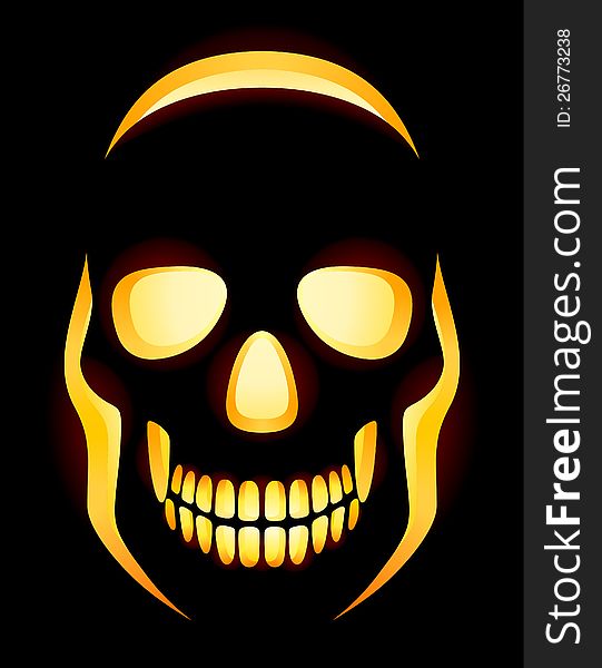 Original jack-o-lantern skull on black