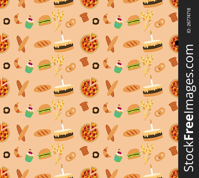 Colored bakery seamless pattern in simple style